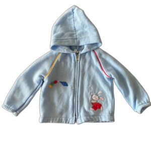 Vintage Fleecykins by Thomas Blue Hooded Bunny Sweatshirt  Boys' 6-9 Months